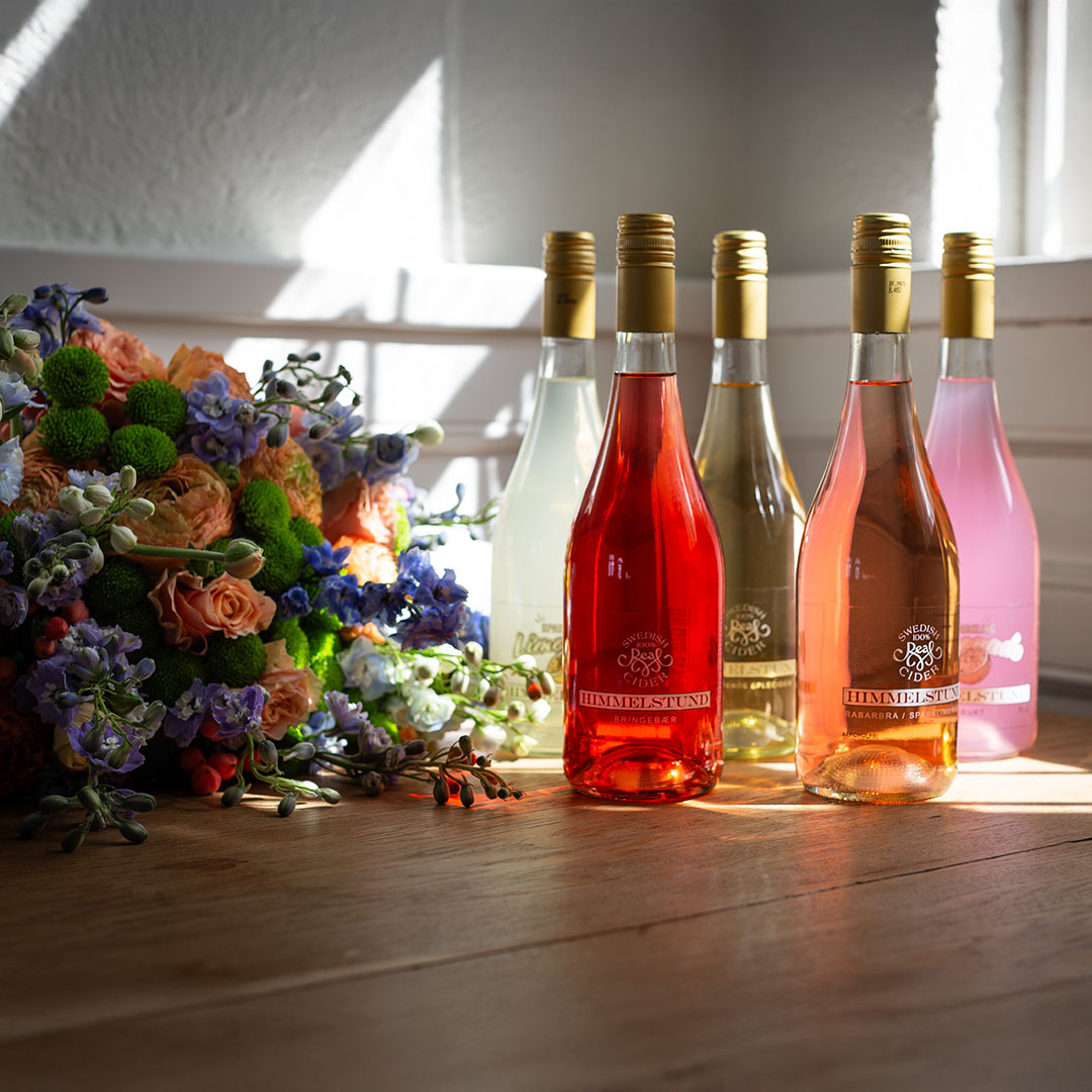 Ciderutvalget og fargerik bukett